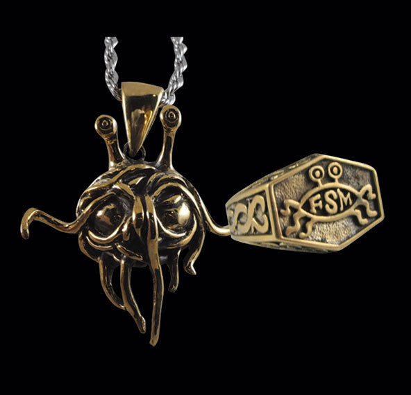 Bronze Flying Spaghetti Monster Ring & Pendant Set