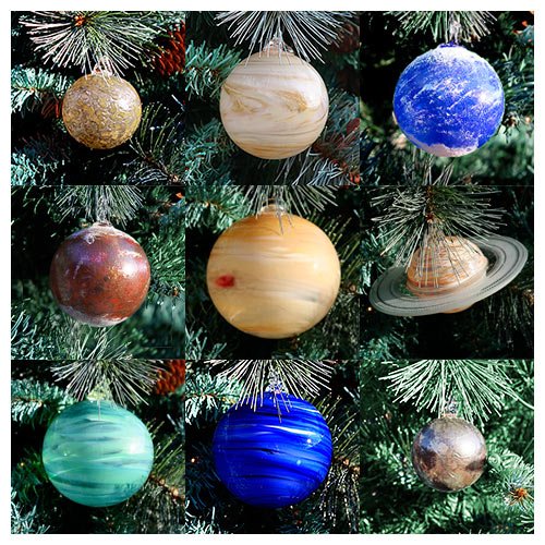 Blown Glass Solar System Ornament Set