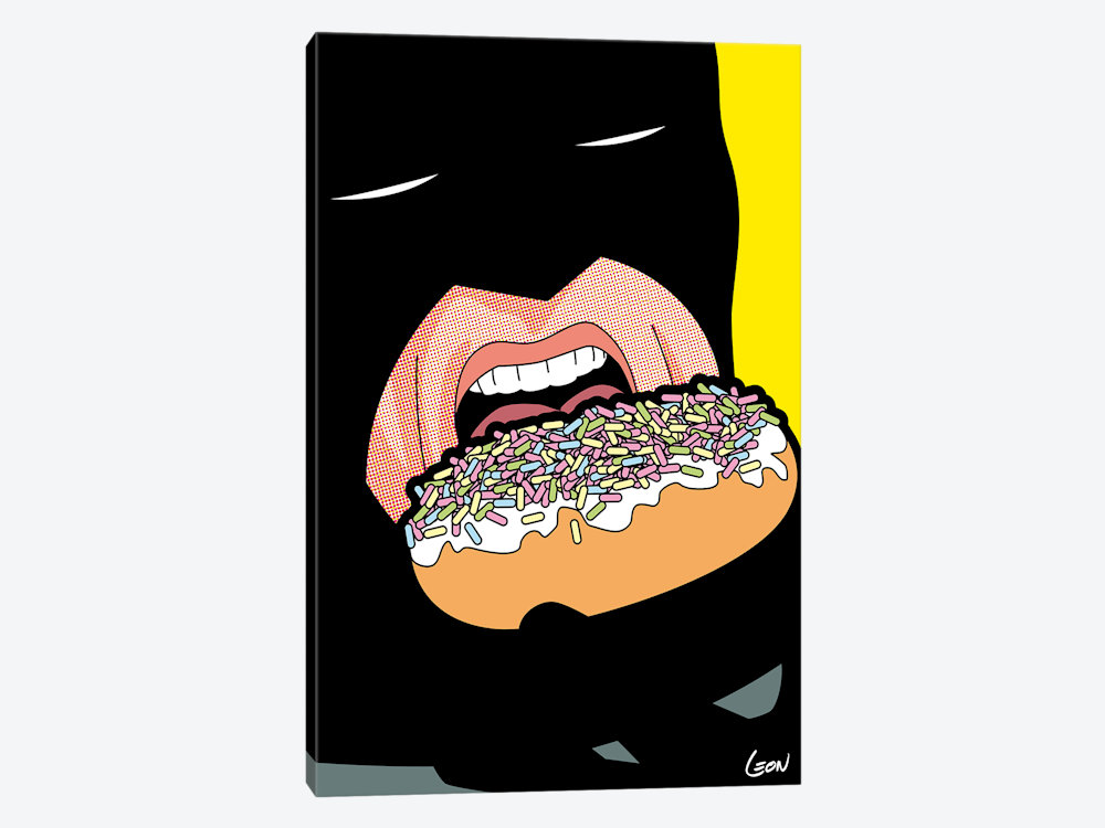 Batman Eating A Dougnut Art Print