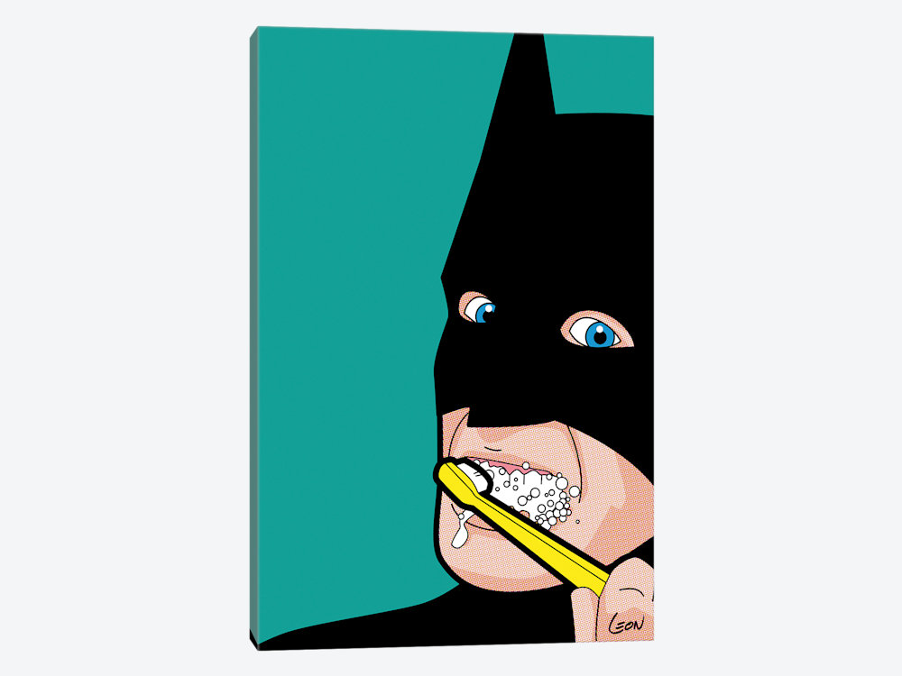 Batman Brushing His Teeth Canvas Print