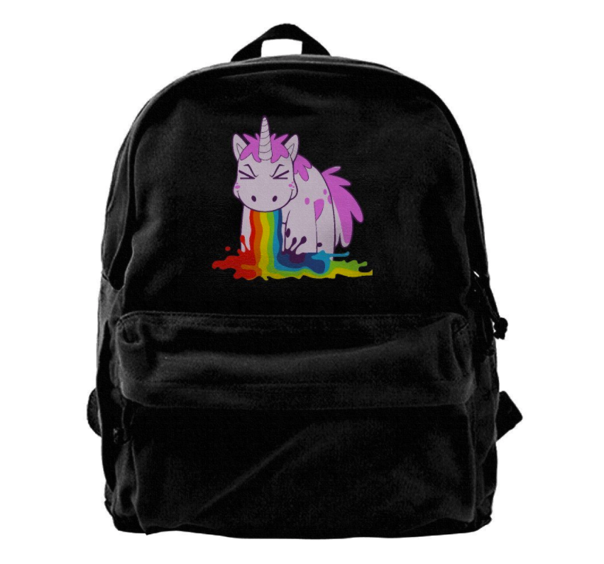 Cute Unicorn Barfing Rainbows On A Backpack