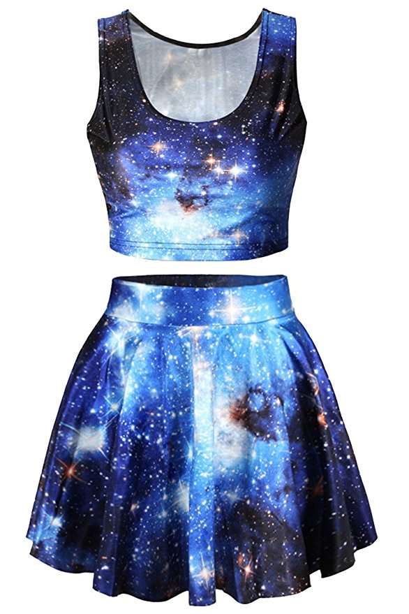 Galaxy Print Crop Tank Top