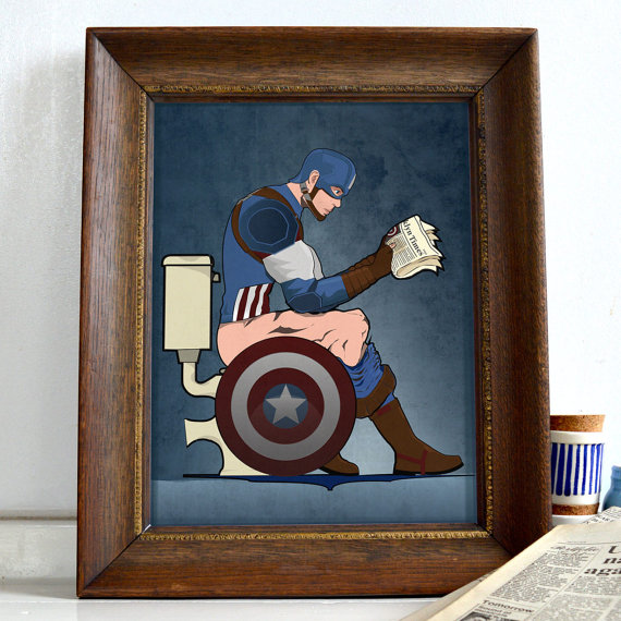 Captain America On Toilet Art