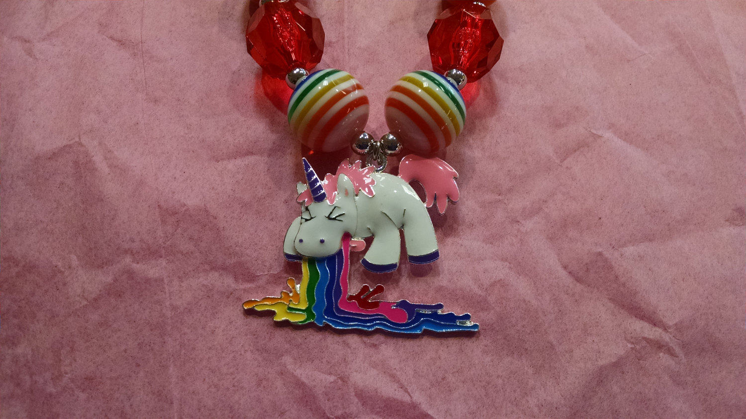 Dreamy Puking Unicorn Necklace