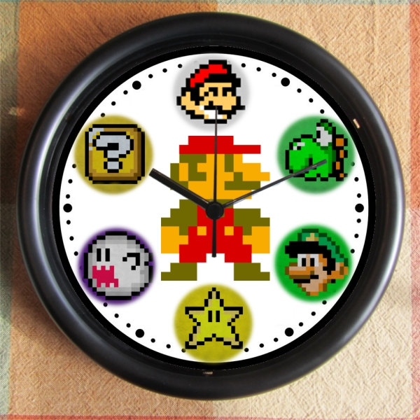 Super Mario Bros 8-Bit Characters Clock