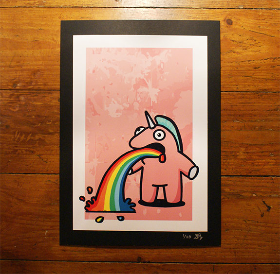 Barfing Unicorn Art Print