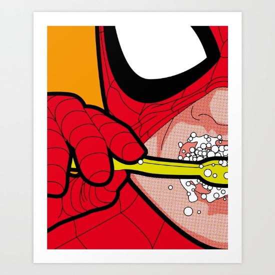 Spiderman Brushing His Teeth Art