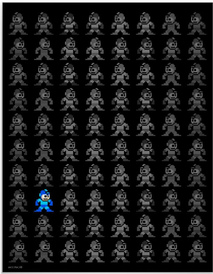 Mega Man Black and White Poster