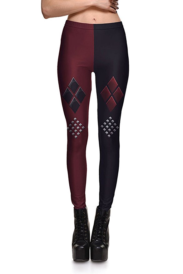 Red and Black Harley Quinn Leggings