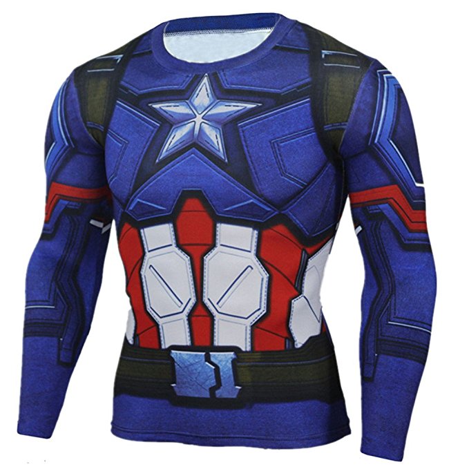 Captain America Long Sleeved Compression Shirt