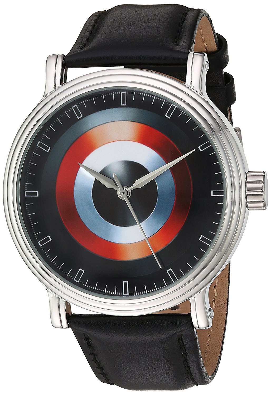 Black Leather Captain America Watch