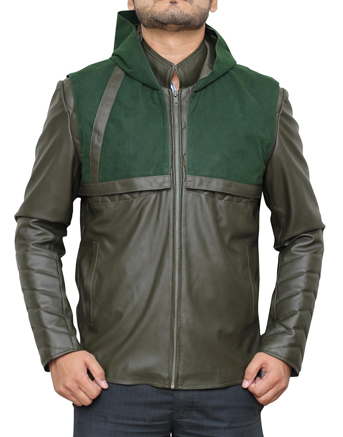 Green Arrow Leather Costume Hoodie