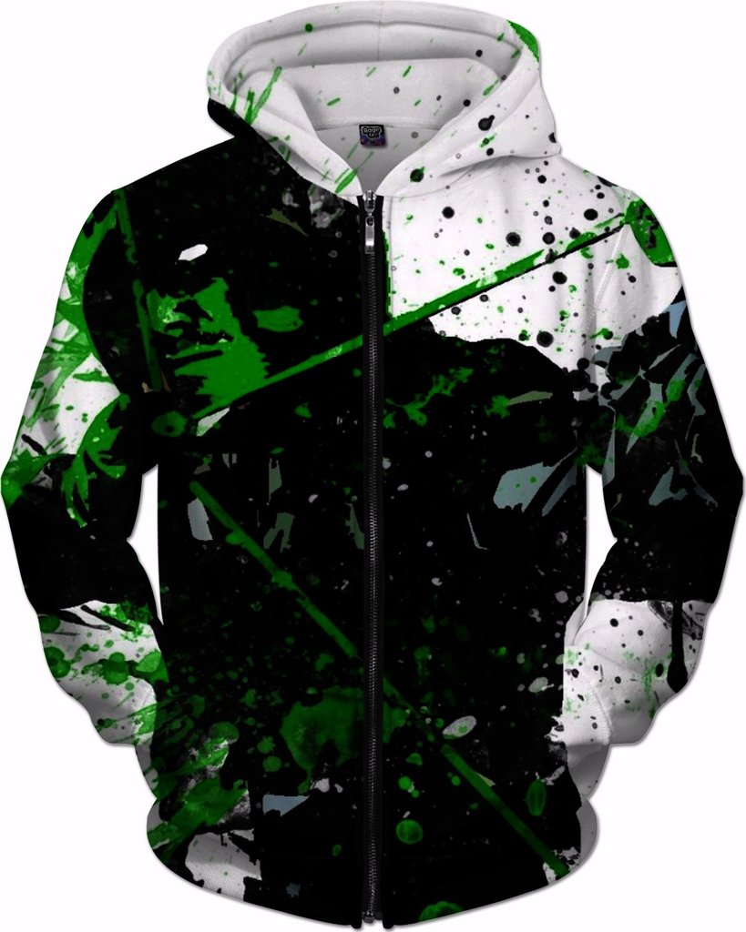 Paint Splatter Green Arrow Hoodie