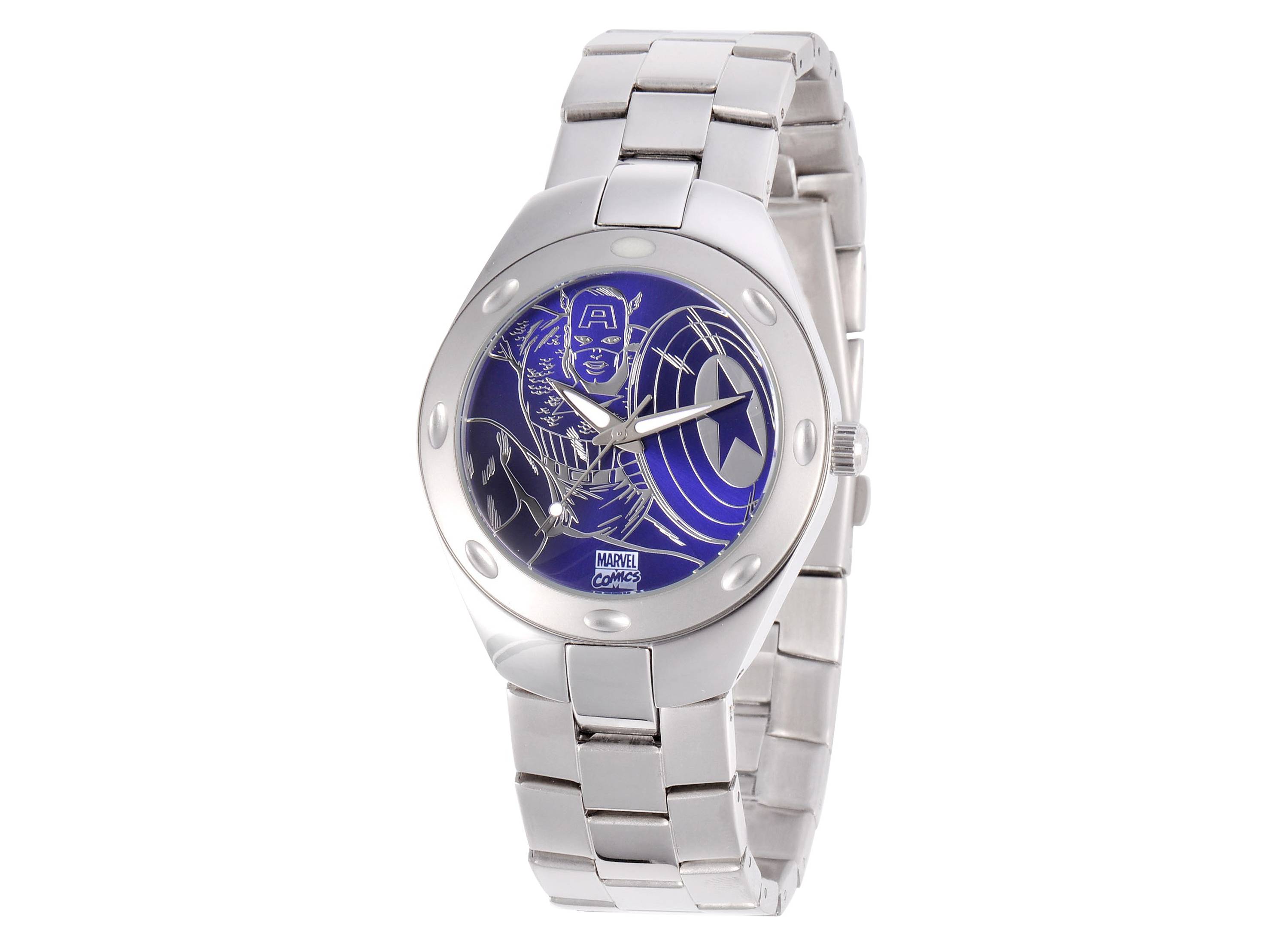 Silver and Blue Metallic Captain America Watch