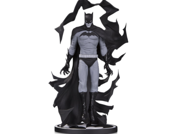 black and white comic book Batman action figure