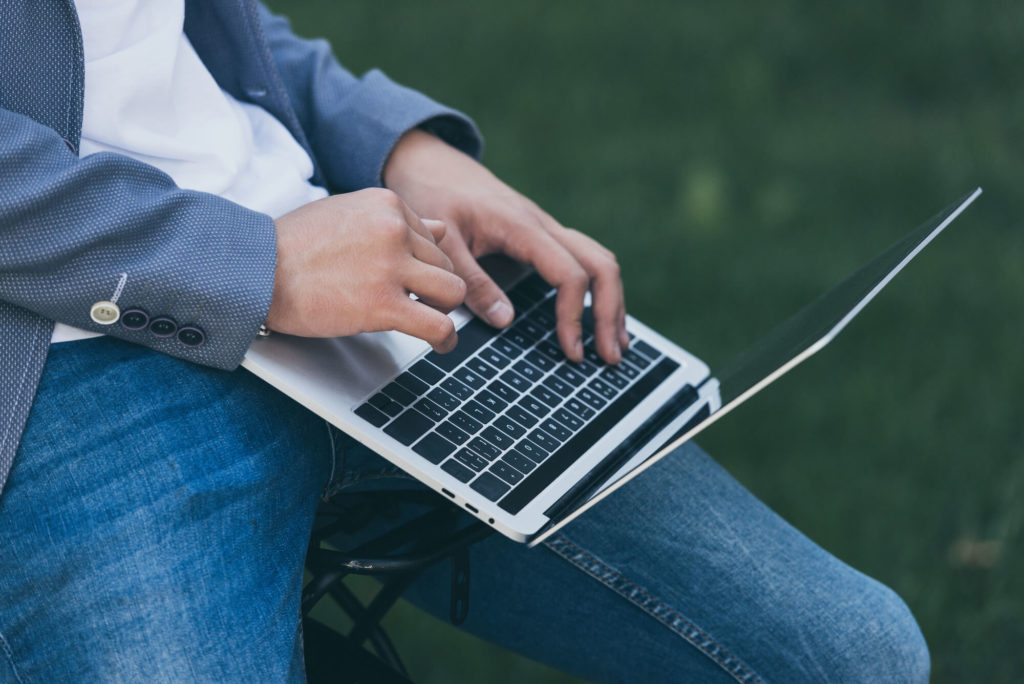 man working on laptop